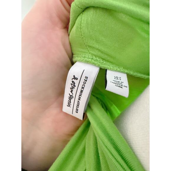 & Other Stories Neon Green Seamless Stretch Turtleneck Long Sleeve Top Womens 2 - Picture 7 of 8